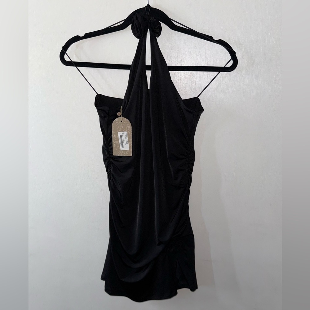 Meshki Black Halter Bodycon Mini Dress - Picture 6 of 7